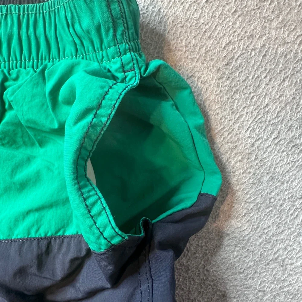 Nautica Swim Trunks Mens M Navy Green Colorblock T18020 Board Shorts Drawstring